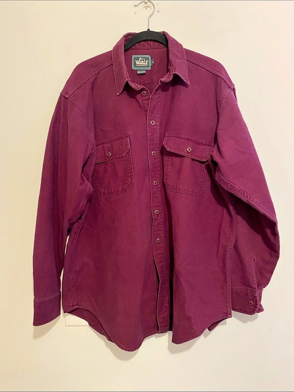 Woolrich Cotton Utility Shirt in Dark Burgundy Size XL